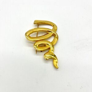 Vintage JJ Gold Tone Spiral Brooch Pin Statement‎ Costume Jewelry Design